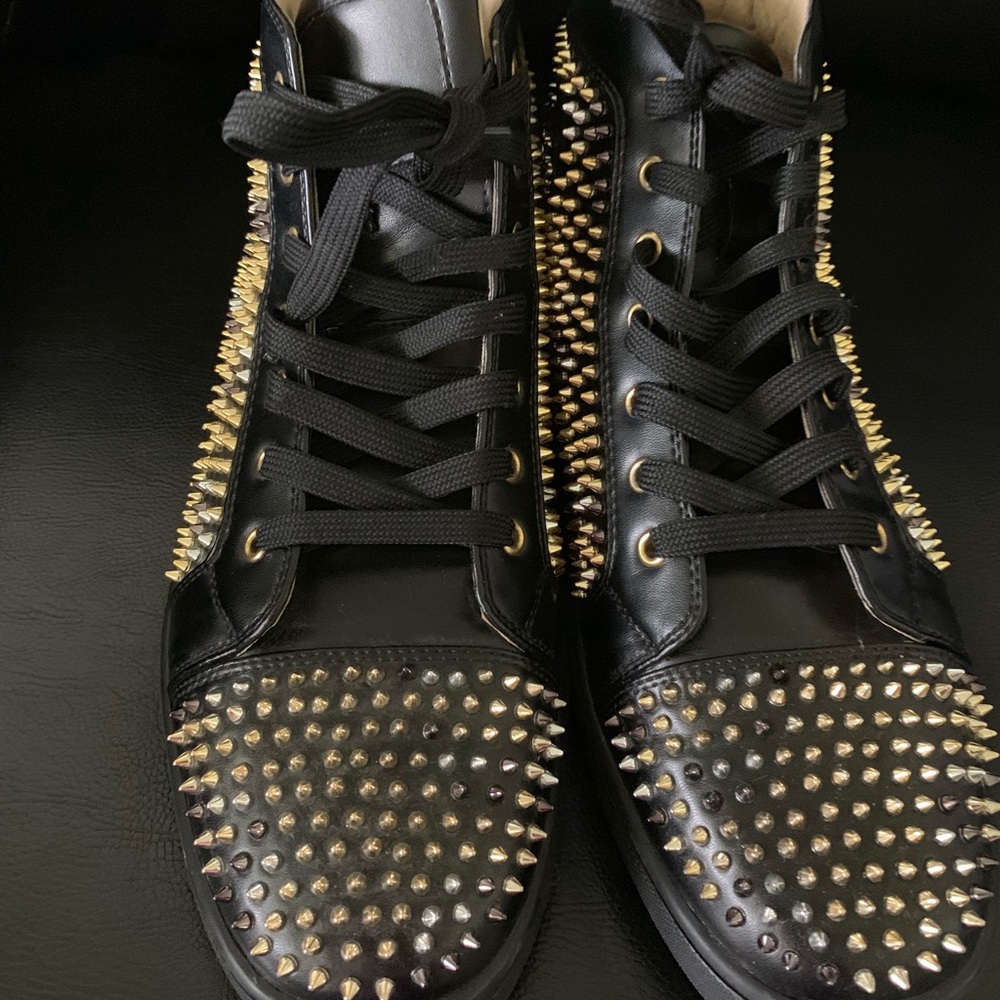 Black gold studded sneakers